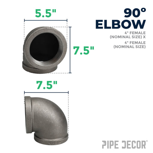 4 in. Black 90 Degree Elbow - Sweatfully
