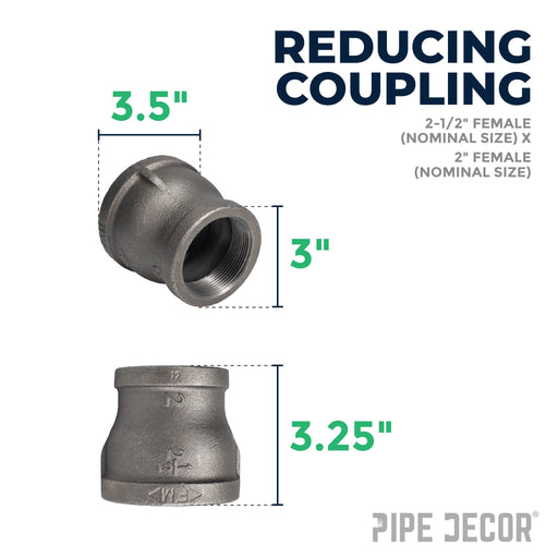 2 1/2 in. x 2 in. Black Reducing Coupling - Sweatfully