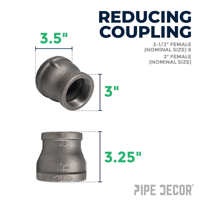 2 1/2 in. x 2 in. Black Reducing Coupling - Sweatfully