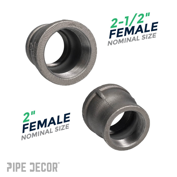2 1/2 in. x 2 in. Black Reducing Coupling - Sweatfully