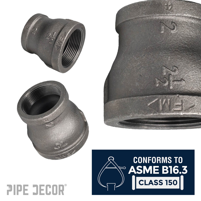 2 1/2 in. x 2 in. Black Reducing Coupling - Sweatfully