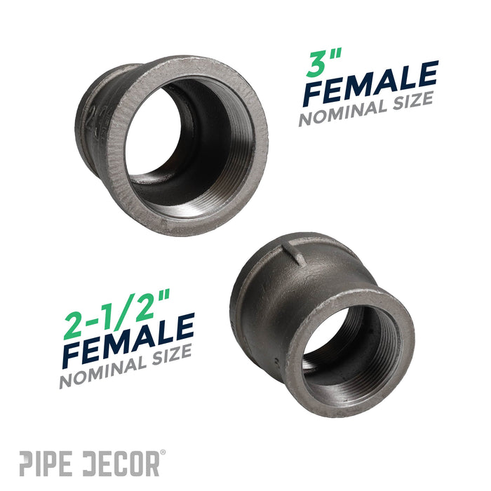 3 in. x 2 1/2 in. Black Reducing Coupling - Sweatfully