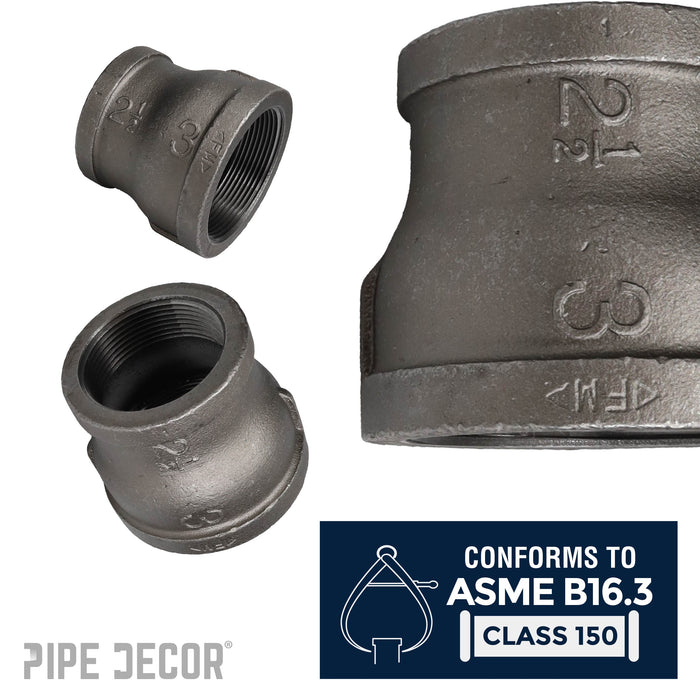 3 in. x 2 1/2 in. Black Reducing Coupling - Sweatfully