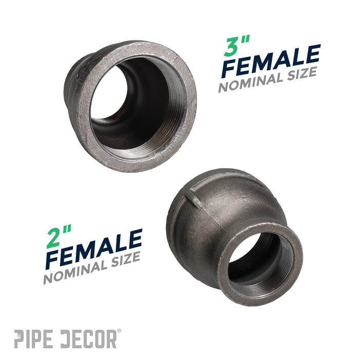 3 in. x 2 in. Black Reducing Coupling - Sweatfully