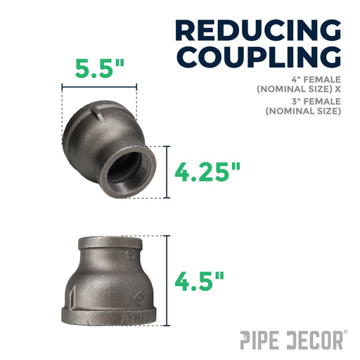 4 in. x 3 in. Black Reducing Coupling - Sweatfully