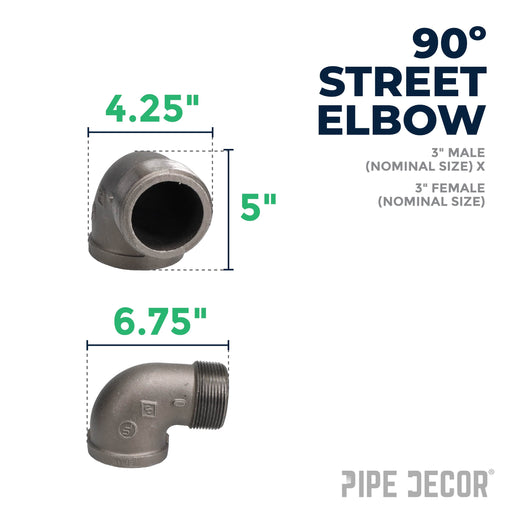 3 in. Black 90 Degree Street Elbow - Sweatfully