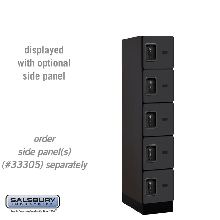 Salsbury 12" Wide Five Tier Box Style Designer Wood Locker - 1 Wide - 5 Feet High - 21 Inches Deep - Black - Black Resettable Combination Locks - Sweatfully
