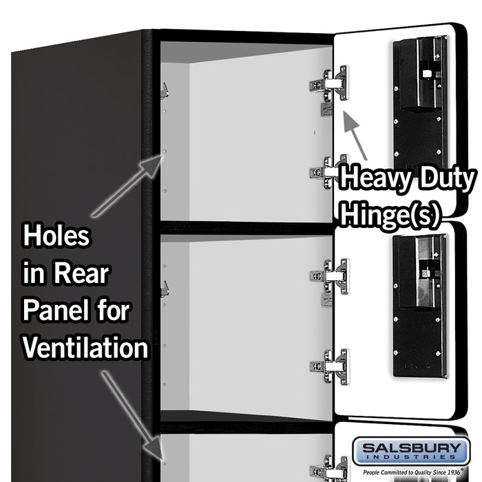 Salsbury 12" Wide Five Tier Box Style Designer Wood Locker - 1 Wide - 5 Feet High - 21 Inches Deep - Black - Hasps - Sweatfully