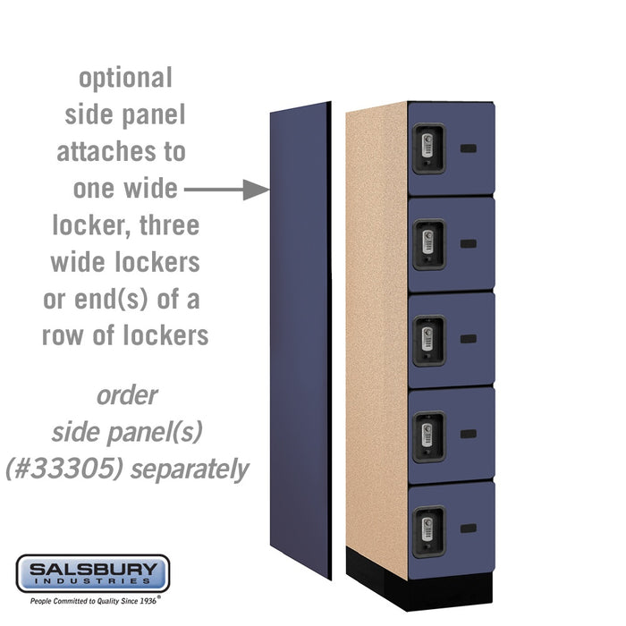 Salsbury 12" Wide Five Tier Box Style Designer Wood Locker - 1 Wide - 5 Feet High - 21 Inches Deep - Blue - Silver Resettable Combination Locks - Sweatfully