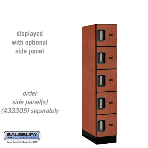 Salsbury 12" Wide Five Tier Box Style Designer Wood Locker - 1 Wide - 5 Feet High - 21 Inches Deep - Cherry - Silver Electronic Locks - Sweatfully