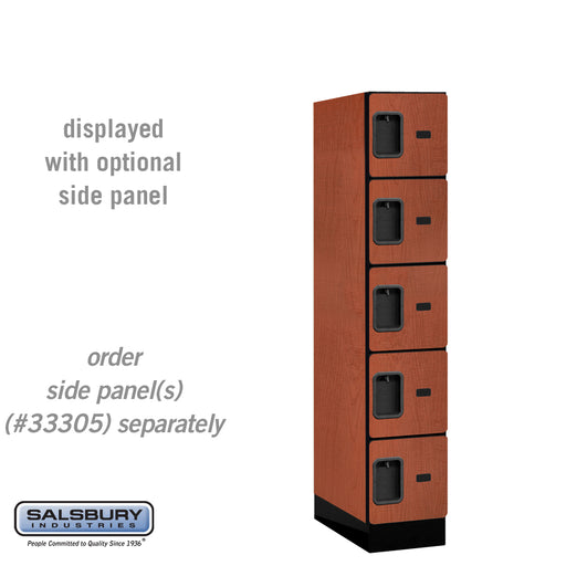 Salsbury 12" Wide Five Tier Box Style Designer Wood Locker - 1 Wide - 5 Feet High - 21 Inches Deep - Cherry - Hasps - Sweatfully