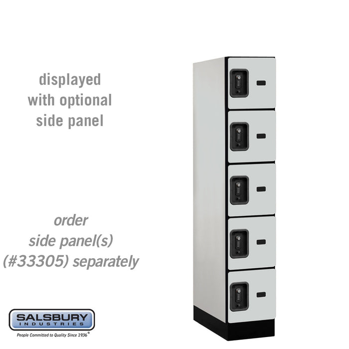 Salsbury 12" Wide Five Tier Box Style Designer Wood Locker - 1 Wide - 5 Feet High - 21 Inches Deep - Gray - Black Resettable Combination Locks - Sweatfully