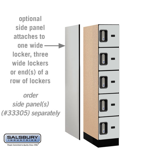 Salsbury 12" Wide Five Tier Box Style Designer Wood Locker - 1 Wide - 5 Feet High - 21 Inches Deep - Gray - Silver Electronic Locks - Sweatfully
