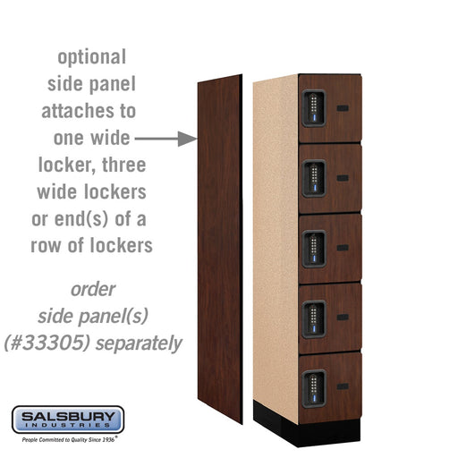 Salsbury 12" Wide Five Tier Box Style Designer Wood Locker - 1 Wide - 5 Feet High - 21 Inches Deep - Mahogany - Black Electronic Locks - Sweatfully