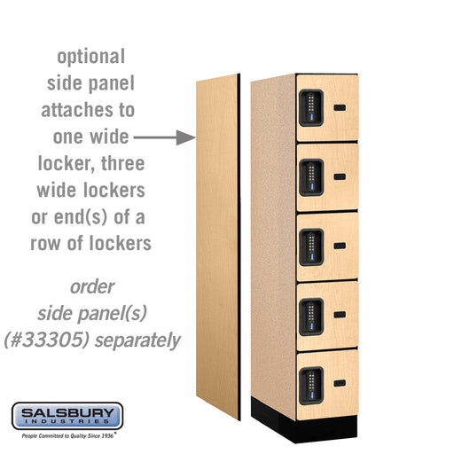 Salsbury 12" Wide Five Tier Box Style Designer Wood Locker - 1 Wide - 5 Feet High - 21 Inches Deep - Maple - Black Electronic Locks - Sweatfully
