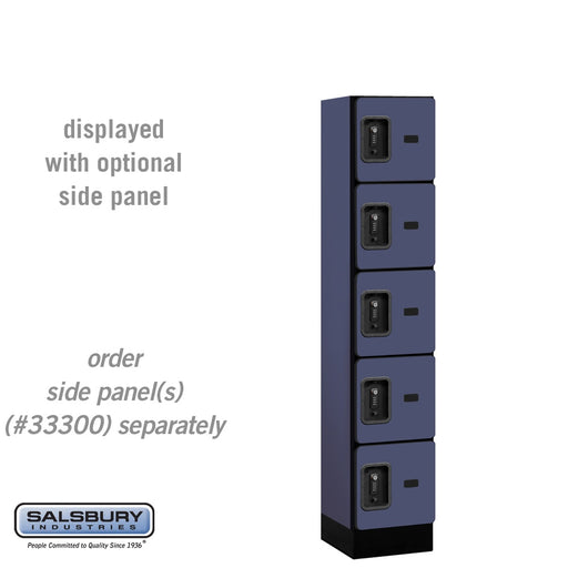 Salsbury 12" Wide Five Tier Box Style Designer Wood Locker - 1 Wide - 5 Feet High - 15 Inches Deep - Blue - Black Resettable Combination Locks - Sweatfully