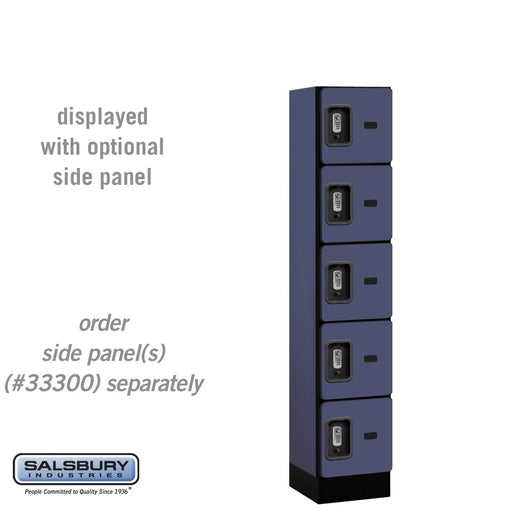 Salsbury 12" Wide Five Tier Box Style Designer Wood Locker - 1 Wide - 5 Feet High - 15 Inches Deep - Blue - Silver Resettable Combination Locks - Sweatfully