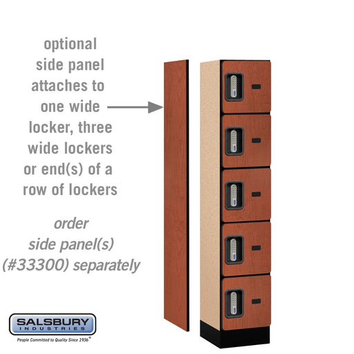 Salsbury 12" Wide Five Tier Box Style Designer Wood Locker - 1 Wide - 5 Feet High - 15 Inches Deep - Cherry - Silver Electronic Locks - Sweatfully