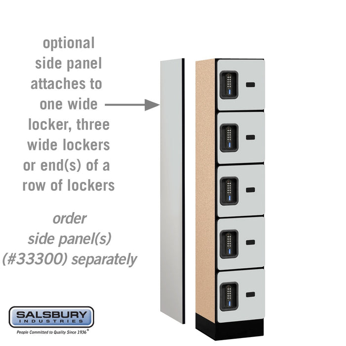 Salsbury 12" Wide Five Tier Box Style Designer Wood Locker - 1 Wide - 5 Feet High - 15 Inches Deep - Gray - Black Electronic Locks - Sweatfully