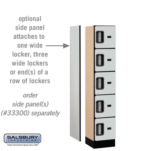 Salsbury 12" Wide Five Tier Box Style Designer Wood Locker - 1 Wide - 5 Feet High - 15 Inches Deep - Gray - Silver Electronic Locks - Sweatfully