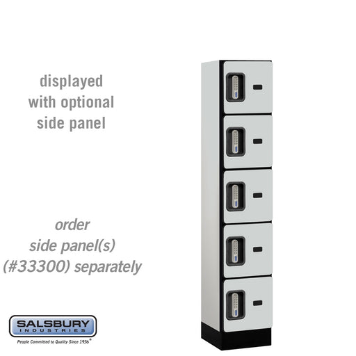 Salsbury 12" Wide Five Tier Box Style Designer Wood Locker - 1 Wide - 5 Feet High - 15 Inches Deep - Gray - Silver Electronic Locks - Sweatfully