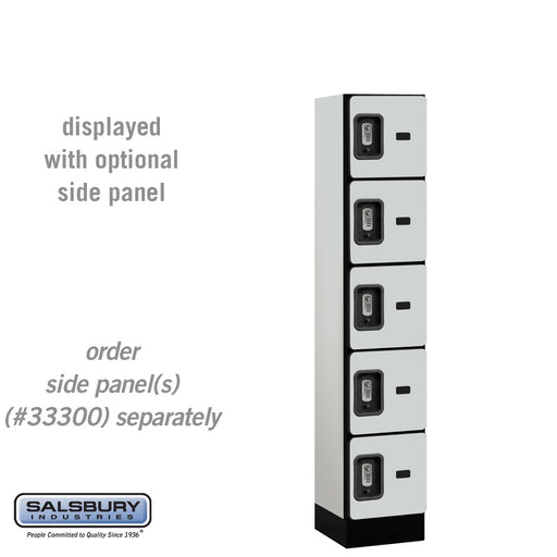 Salsbury 12" Wide Five Tier Box Style Designer Wood Locker - 1 Wide - 5 Feet High - 15 Inches Deep - Gray - Silver Resettable Combination Locks - Sweatfully