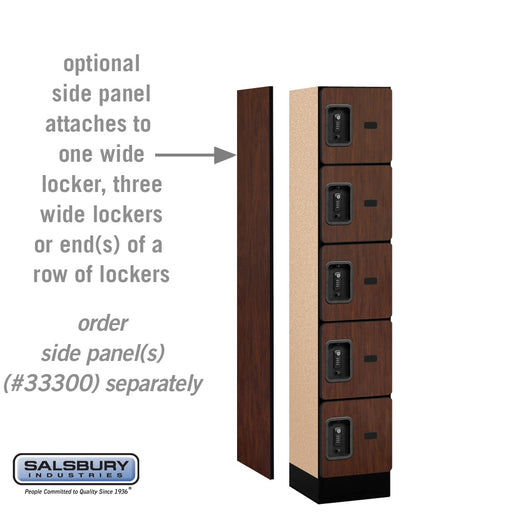 Salsbury 12" Wide Five Tier Box Style Designer Wood Locker - 1 Wide - 5 Feet High - 15 Inches Deep - Mahogany - Black Resettable Combination Locks - Sweatfully