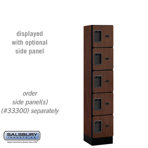 Salsbury 12" Wide Five Tier Box Style Designer Wood Locker - 1 Wide - 5 Feet High - 15 Inches Deep - Mahogany - Hasps - Sweatfully