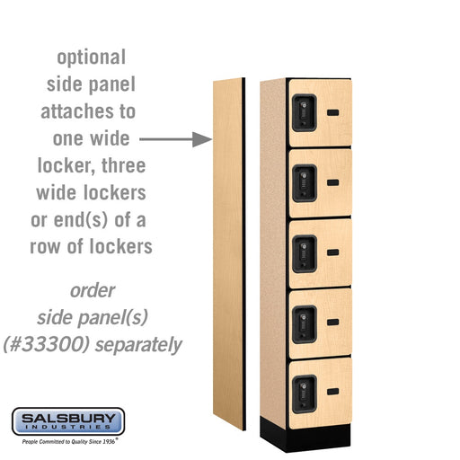 Salsbury 12" Wide Five Tier Box Style Designer Wood Locker - 1 Wide - 5 Feet High - 15 Inches Deep - Maple - Black Resettable Combination Locks - Sweatfully