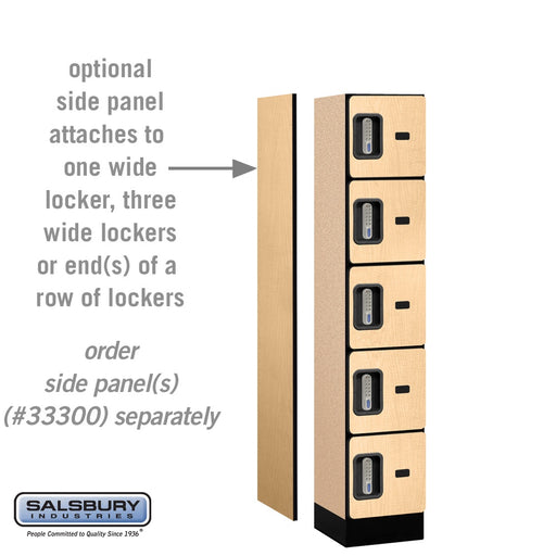 Salsbury 12" Wide Five Tier Box Style Designer Wood Locker - 1 Wide - 5 Feet High - 15 Inches Deep - Maple - Silver Electronic Locks - Sweatfully