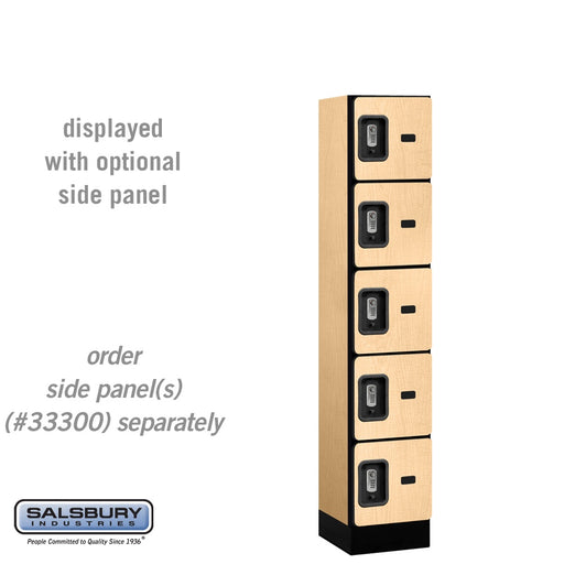 Salsbury 12" Wide Five Tier Box Style Designer Wood Locker - 1 Wide - 5 Feet High - 15 Inches Deep - Maple - Silver Resettable Combination Locks - Sweatfully