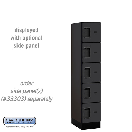 Salsbury 12" Wide Five Tier Box Style Designer Wood Locker - 1 Wide - 5 Feet High - 18 Inches Deep - Black - Hasps - Sweatfully