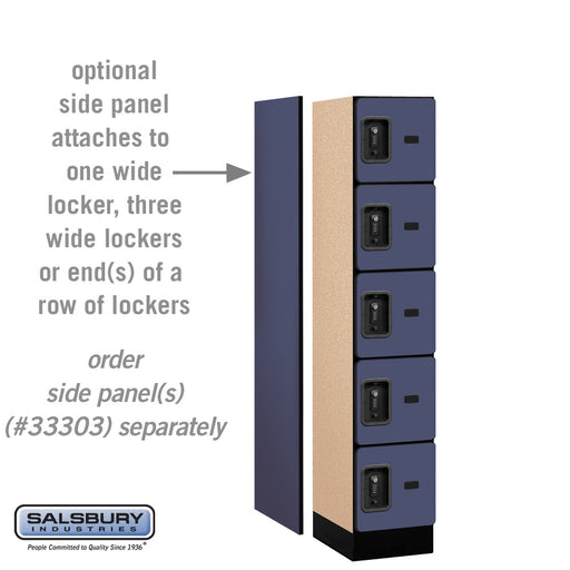 Salsbury 12" Wide Five Tier Box Style Designer Wood Locker - 1 Wide - 5 Feet High - 18 Inches Deep - Blue - Black Resettable Combination Locks - Sweatfully