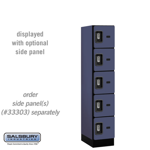 Salsbury 12" Wide Five Tier Box Style Designer Wood Locker - 1 Wide - 5 Feet High - 18 Inches Deep - Blue - Silver Resettable Combination Locks - Sweatfully