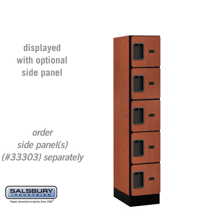 Salsbury 12" Wide Five Tier Box Style Designer Wood Locker - 1 Wide - 5 Feet High - 18 Inches Deep - Cherry - Hasps - Sweatfully
