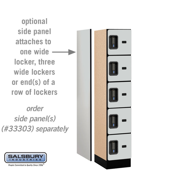 Salsbury 12" Wide Five Tier Box Style Designer Wood Locker - 1 Wide - 5 Feet High - 18 Inches Deep - Gray - Black Electronic Locks - Sweatfully
