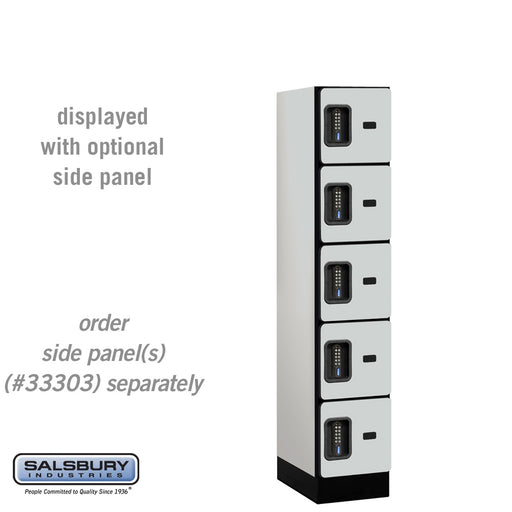 Salsbury 12" Wide Five Tier Box Style Designer Wood Locker - 1 Wide - 5 Feet High - 18 Inches Deep - Gray - Black Electronic Locks - Sweatfully