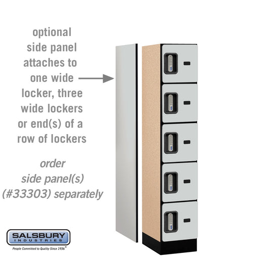 Salsbury 12" Wide Five Tier Box Style Designer Wood Locker - 1 Wide - 5 Feet High - 18 Inches Deep - Gray - Silver Electronic Locks - Sweatfully