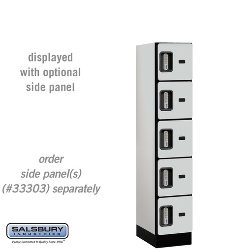 Salsbury 12" Wide Five Tier Box Style Designer Wood Locker - 1 Wide - 5 Feet High - 18 Inches Deep - Gray - Silver Electronic Locks - Sweatfully