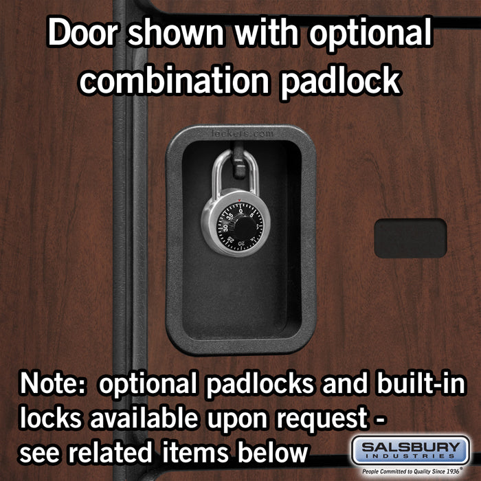 Salsbury 12" Wide Five Tier Box Style Designer Wood Locker - 1 Wide - 5 Feet High - 18 Inches Deep - Mahogany - Hasps - Sweatfully