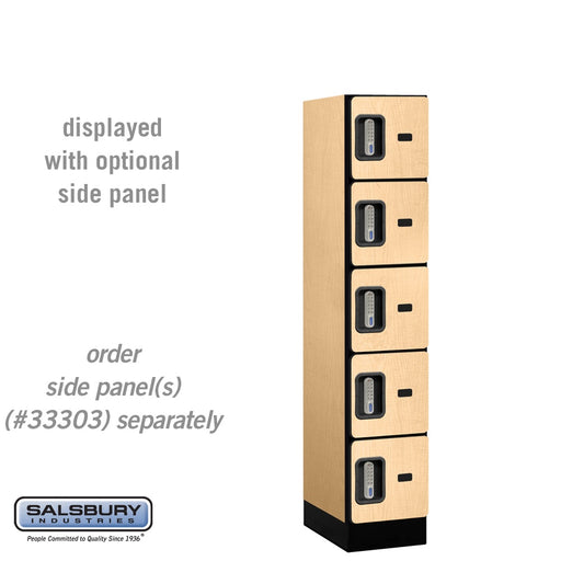 Salsbury 12" Wide Five Tier Box Style Designer Wood Locker - 1 Wide - 5 Feet High - 18 Inches Deep - Maple - Silver Electronic Locks - Sweatfully