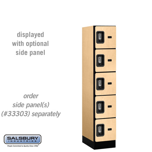 Salsbury 12" Wide Five Tier Box Style Designer Wood Locker - 1 Wide - 5 Feet High - 18 Inches Deep - Maple - Silver Resettable Combination Locks - Sweatfully