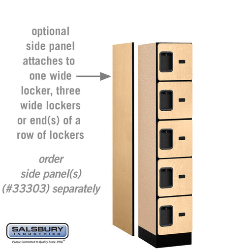 Salsbury 12" Wide Five Tier Box Style Designer Wood Locker - 1 Wide - 5 Feet High - 18 Inches Deep - Maple - Hasps - Sweatfully