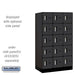 Salsbury 12" Wide Five Tier Box Style Designer Wood Locker - 3 Wide - 5 Feet High - 21 Inches Deep - Black - Silver Electronic Locks - Sweatfully