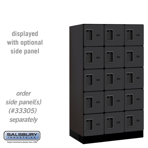 Salsbury 12" Wide Five Tier Box Style Designer Wood Locker - 3 Wide - 5 Feet High - 21 Inches Deep - Black - Hasps - Sweatfully