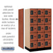 Salsbury 12" Wide Five Tier Box Style Designer Wood Locker - 3 Wide - 5 Feet High - 21 Inches Deep - Cherry - Black Electronic Locks - Sweatfully