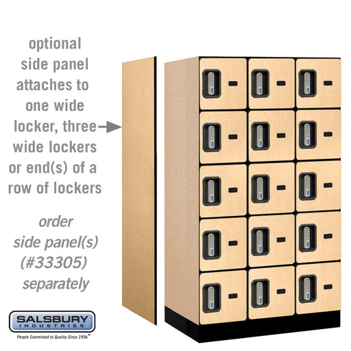 Salsbury 12" Wide Five Tier Box Style Designer Wood Locker - 3 Wide - 5 Feet High - 21 Inches Deep - Maple - Silver Electronic Locks - Sweatfully