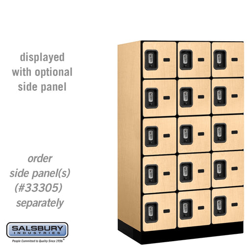 Salsbury 12" Wide Five Tier Box Style Designer Wood Locker - 3 Wide - 5 Feet High - 21 Inches Deep - Maple - Silver Resettable Combination Locks - Sweatfully