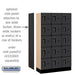 Salsbury 12" Wide Five Tier Box Style Designer Wood Locker - 3 Wide - 5 Feet High - 15 Inches Deep - Black - Black Electronic Locks - Sweatfully