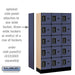 Salsbury 12" Wide Five Tier Box Style Designer Wood Locker - 3 Wide - 5 Feet High - 15 Inches Deep - Blue - Black Electronic Locks - Sweatfully
